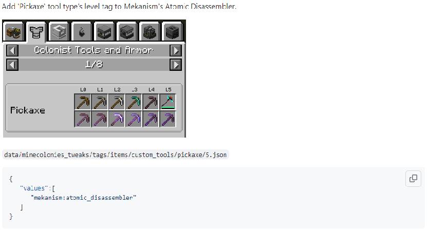 Скриншот мода Tweaks addon for MineColonies #1219